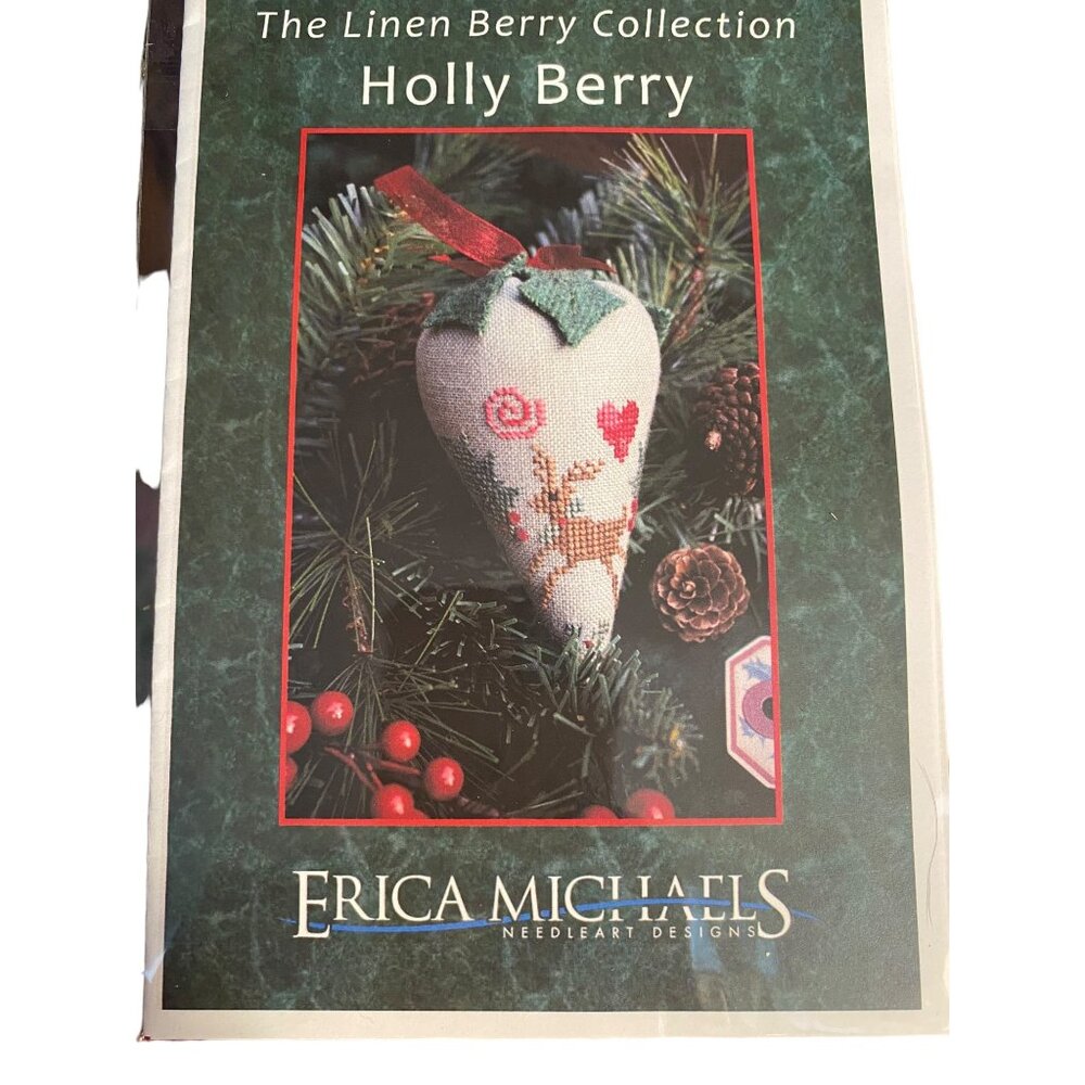 Linen Berry Collection Holly Berry cross‎ stitch chart Christmas ornament